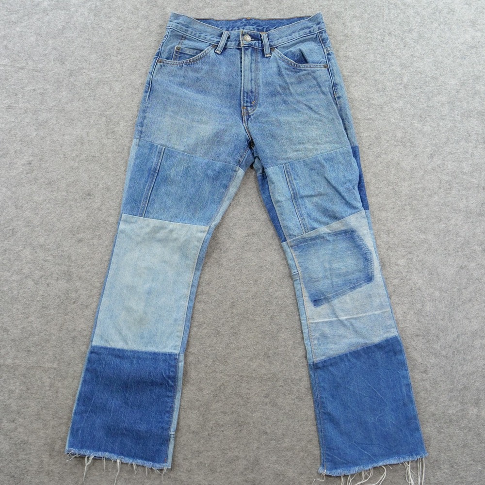 Levis 517 Jeans Womens 26 Blue Patchwork  Colorblock Raw Hem Straight Leg